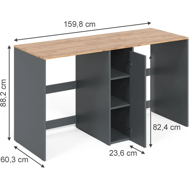 Waschmaschinenschrank Viktor Anthrazit 159.8 x 88.2 cm mit 3 Fächern Vicco – Bild 2