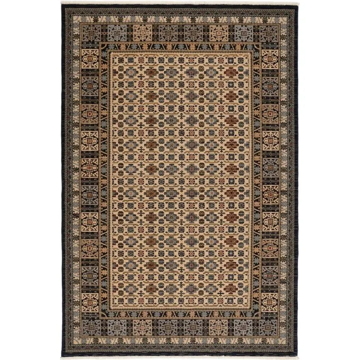 THEKO Wollteppich Saharna 6428, rechteckig, Höhe: 10 mm, reine Wolle, Orient-Optik, mit Fransen