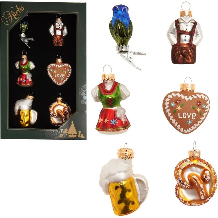 Krebs Glas Lauscha Weihnachtsbaumkugel Baumschmuck Miniset Oktoberfest mehrfarbig 5cm, Dekoriert mit Liebe zum Detail
