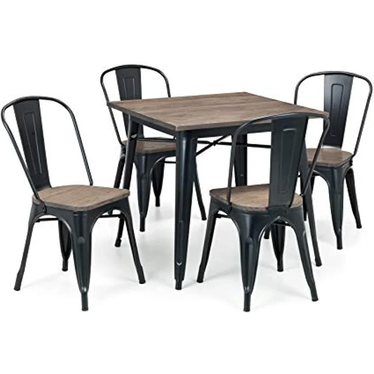 Der quadratische Julian Bowen Grafton Esstisch in Mokka-Ulme verfügt über ein industrielles und modernes Design – Bild 7