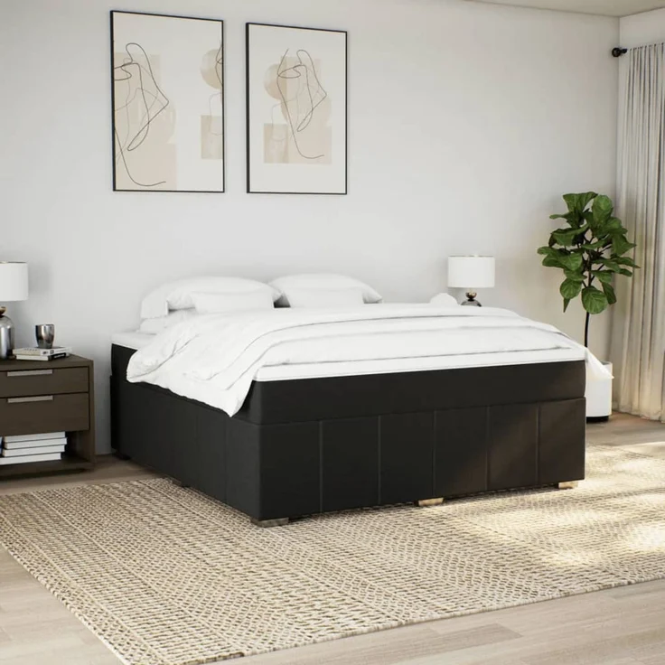 vidaXL Boxspringbett mit Matratze Schwarz 180x200 cm Stoff 3285493 – Bild 3