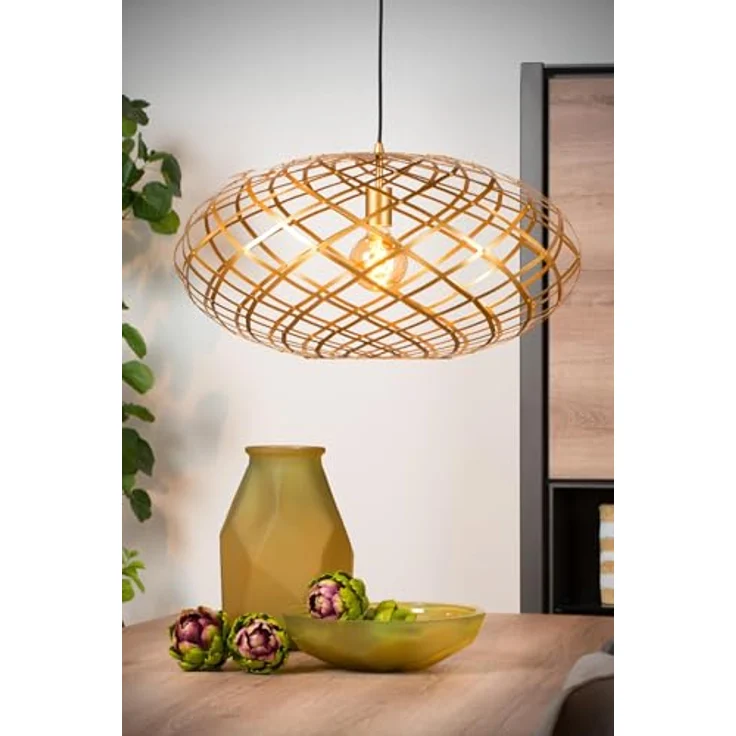 LUCIDE WOLFRAM Pendelleuchte, Ø 65 cm, 1xE27, Höhenverstellbar, Mattes Gold/Messing, Metall, Dimmer-kompatibel – Bild 5
