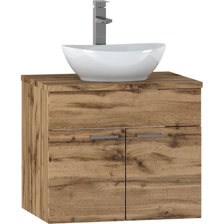 Badplaats Waschbeckenunterschrank Colorado 60x46 cm Eiche - Hängender Badezimmerschrank mit 2 Schubladen – Bild 1