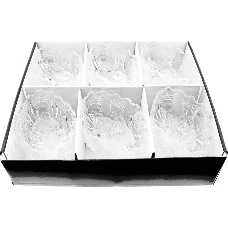 6 Tlg. Set Servierschale aus Glas Oval Glasschalen mit Muster für Snacks, Bowl, Dips – Bild 6