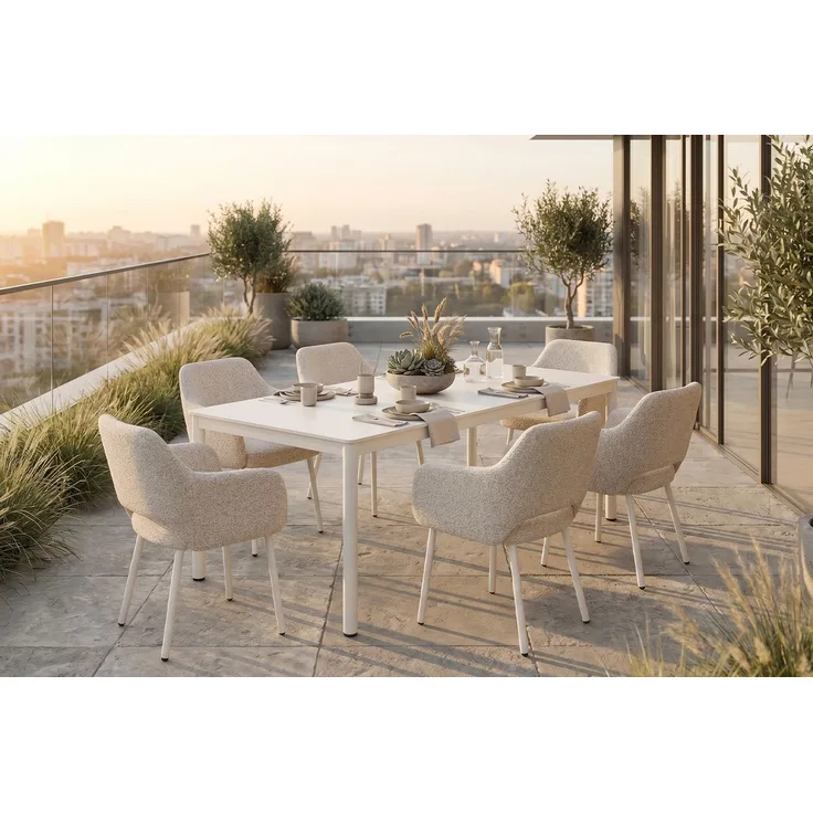 KAWOLA Gartenmöbel Set AMUR 7-tlg. Aluminium cremefarben x x cm