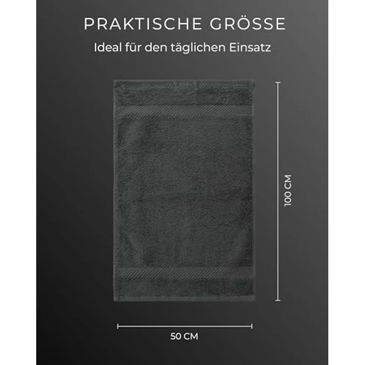 Luckytowel Handtücher Set 50x100 cm, Oeko-TEX 100% Baumwolle, 600 g/m², flauschig & saugstark – 4er Pack Anthrazit – Bild 4