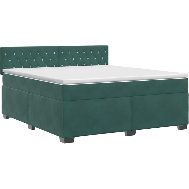 vidaXL Boxspringbett mit Matratze Dunkelgrün 140 x 200 cm Samt 3450725 – Bild 2