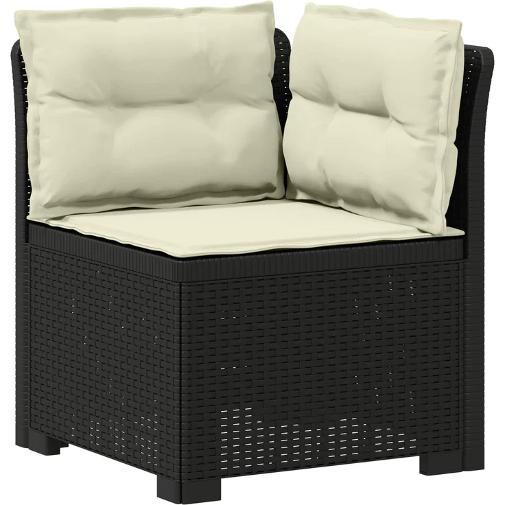 vidaXL 5-Sitzer Gartensofa mit Kissen Rattan-Look PP Anthrazit 3443906 – Bild 5