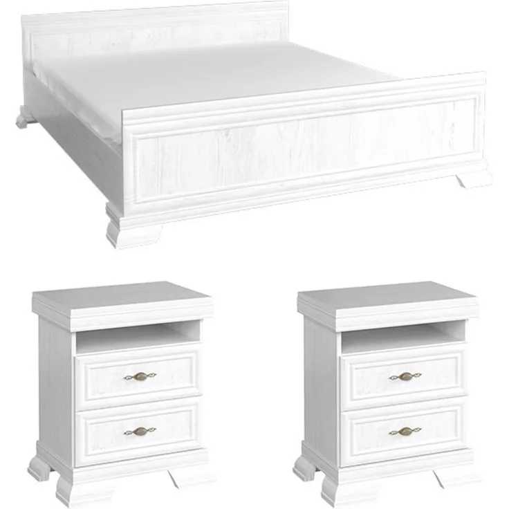 Bettanlage Kora 5-tlg Doppelbett Nachttische 180x200cm mit Lattenrost andersen pinie rustikal