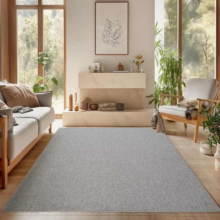 SIMPEX24 Designteppich Einfarbig Boucle Loop, Rechteckig, Höhe: 7 mm, Teppich Wohnzimmer, Schlafzimmer, Gästezimmer – Bild 4