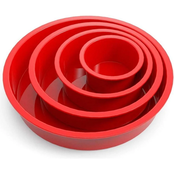 SILIVO 4er Set Silikon Backform Rund Antihaft Kuchenform Schichtkuchen – Bild 1