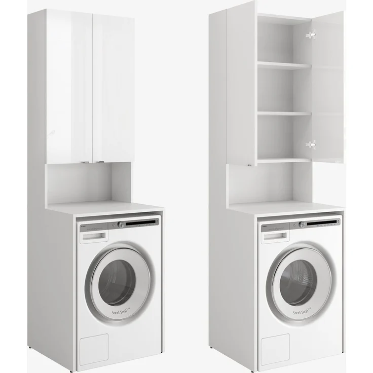 Platan Room Waschmaschinenumbauschrank Badschrank LORA Waschmaschinenschrank Badezimmer Hochschrank 210 x 65 x 50 cm – Bild 1