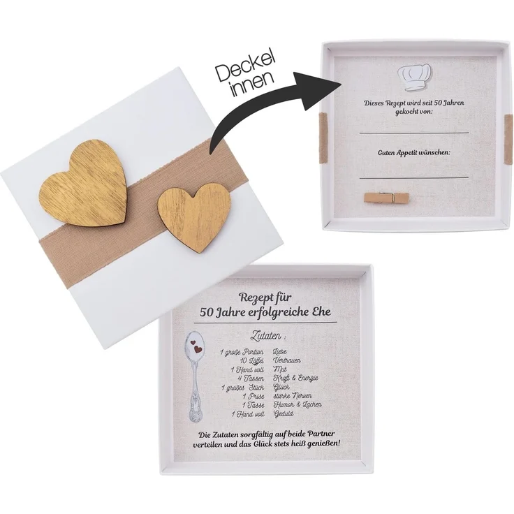 ZauberDeko Geschenkbox Geldgeschenk Verpackung Gold Hochzeit Geschenk Rezept für 50 Jahre Ehe – Bild 2