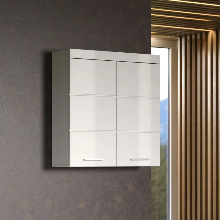 Trendteam 'Amanda' Hängeschrank, Holz, 73 x 77 x 23 cm, Weiß Hochglanz – Bild 4