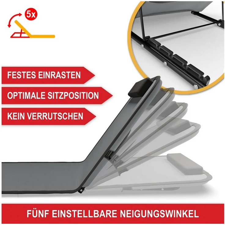 Onbest Campingliege Strandliege klappbar mit Nackenkissen Tragetasche, Stahlgestell, verstellbare Rückenlehne – Bild 3