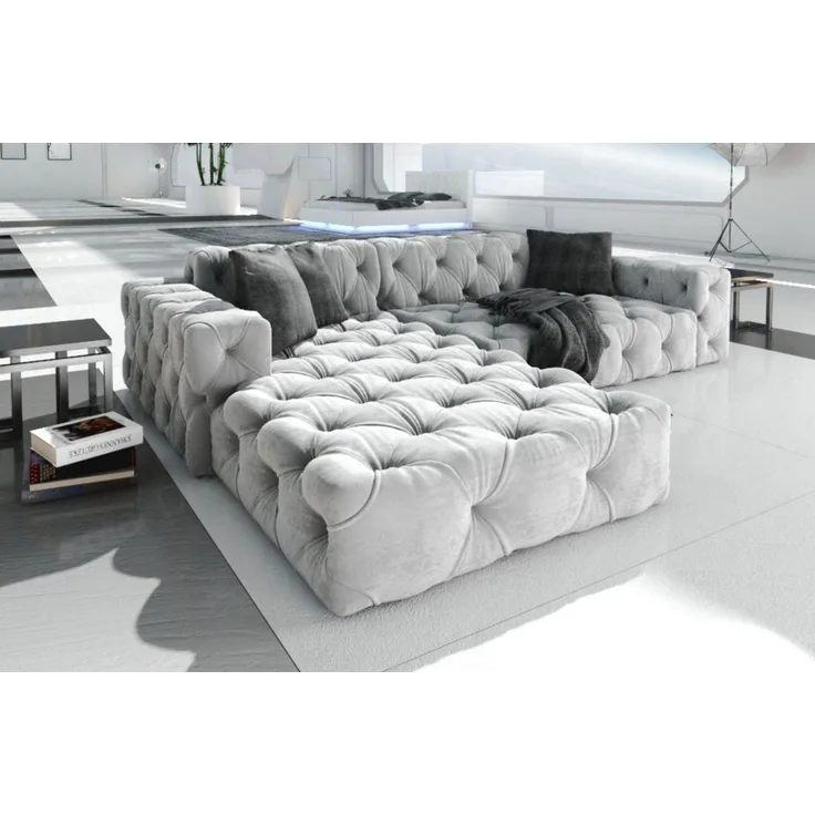 Sofa Dreams Ecksofa Polster Design Sofa Samtstoff Menorca L Form kurz Stoffsofa, Loungesofa
