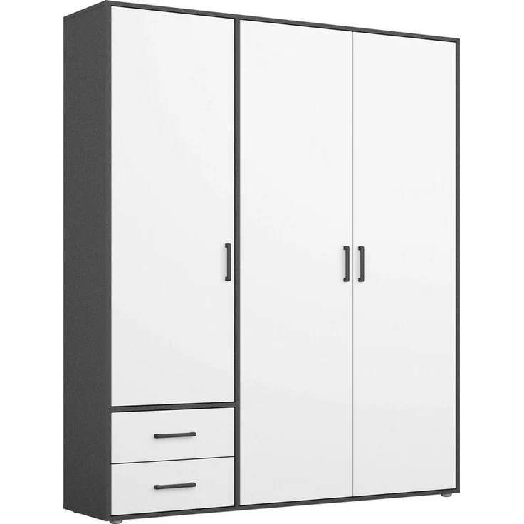 Rauch Möbel 'Voyager' Kleiderschrank, Holz, Weiß | Grau Metallic, Zubehör Classic, Breite 140 cm | mit Schubladen – Bild 1