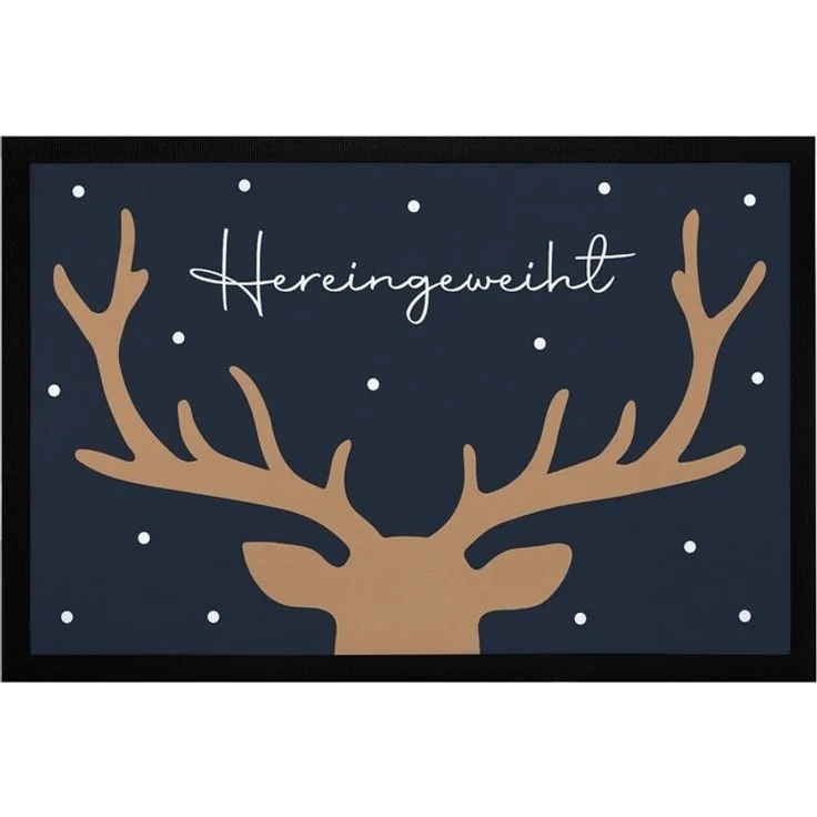 MoonWorks Fußmatte Fußmatte Weihnachten Hirsch-Geweih Wintermotiv Rentier Hereingeweiht, rechteckig – Bild 4