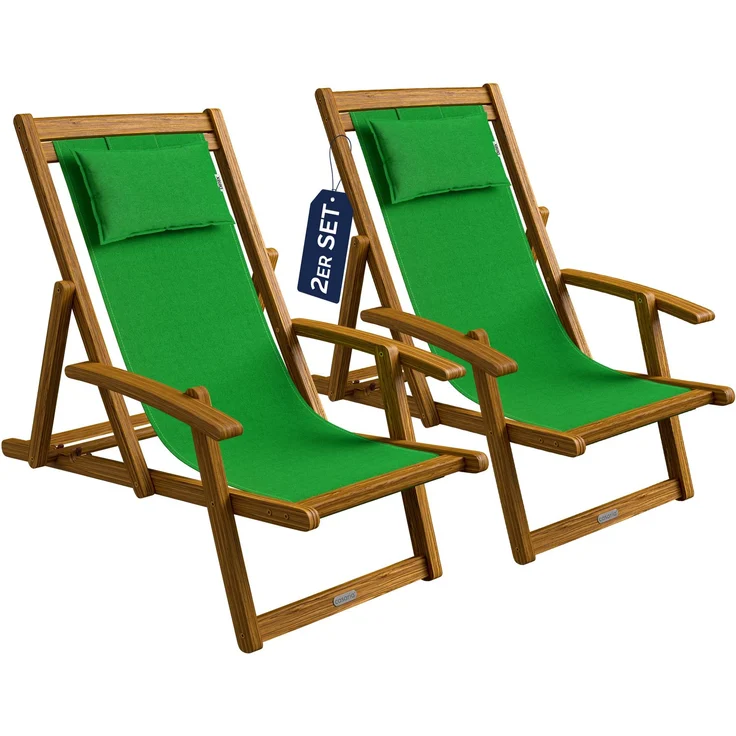 Sonnenliege Gartenstuhl Akazienholz 4 verschiedene Farben – Bild 1