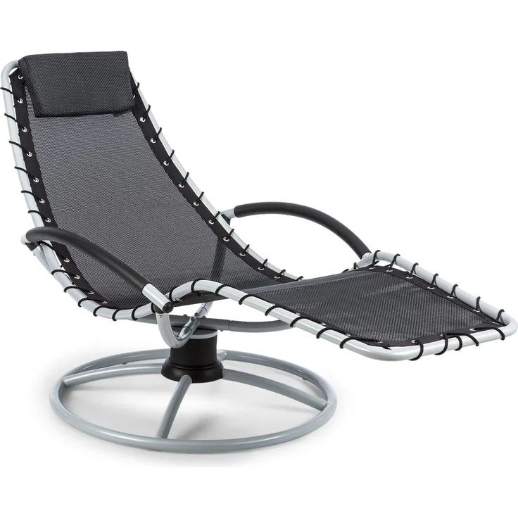 blumfeldt The Chiller - Schwingliege , Gartenliege , Liegestuhl , 77 x 85 x 173 cm , Pflegeleichte und wetterbeständig , 360° Comfort-Schwingbewegung , ComfortMesh , stabiles Stahlrohr , schwarz
