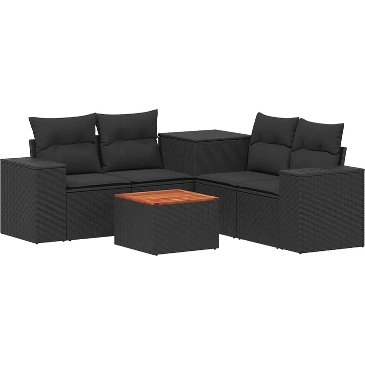 vidaXL Sofa Set 6 stk. Schwarz Polyrattan und Stahl 3447559 – Bild 2