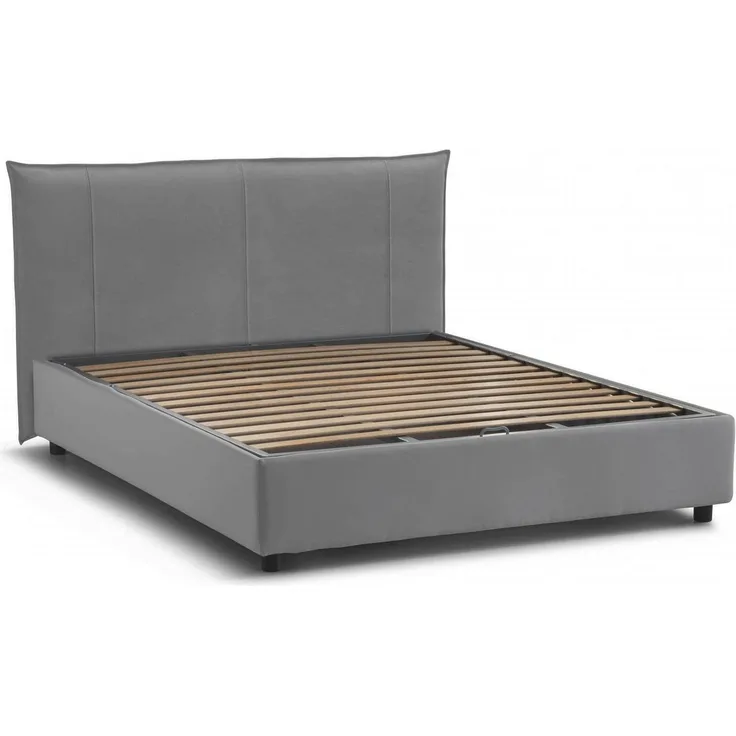 Talamo Italia - Stella Doppelbett, Bettkasten mit Stoffbezug, 100 % Made in Italy, Öffnung vorne, geeignet für Matratze 160 x 200 cm, Grau