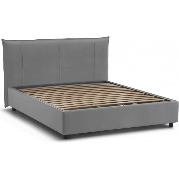 Talamo Italia - Stella Doppelbett, Bettkasten mit Stoffbezug, 100 % Made in Italy, Öffnung vorne, geeignet für Matratze 160 x 200 cm, Grau