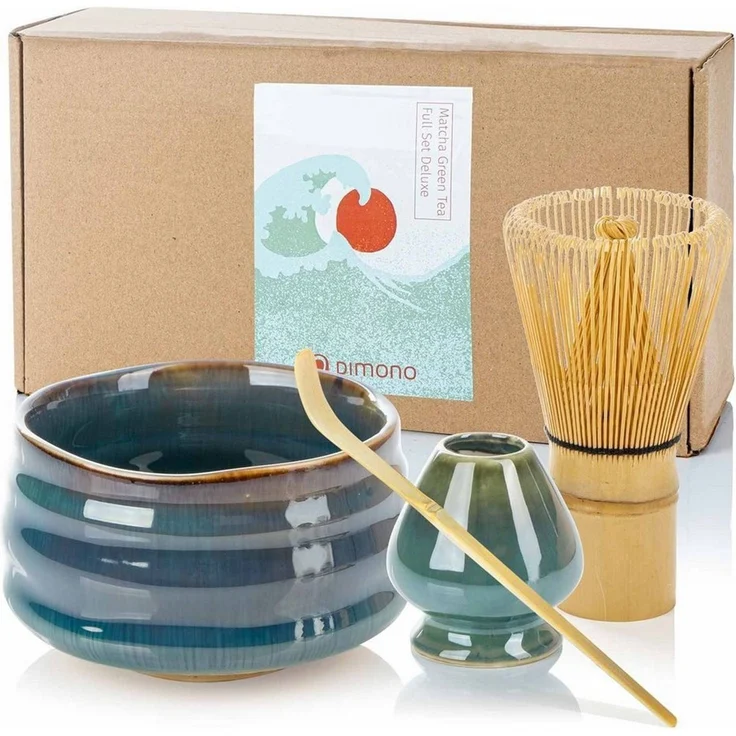 Dimono Teeglas DIMONO Matcha Tee Set–Teezubereitung Set mit Chasen, Schale & Zubehör, mit Matcha-Schale, Besenhalter, Dosierlöffel – Bild 5
