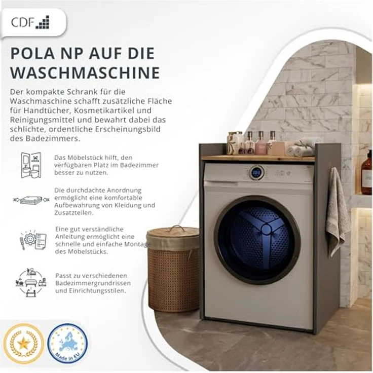 TOPESHOP Waschmaschinenumbauschrank MAGWA für Waschmaschine / Wäschetrockner - Überbauschrank ideal für Ihr Badezimmer – Bild 5