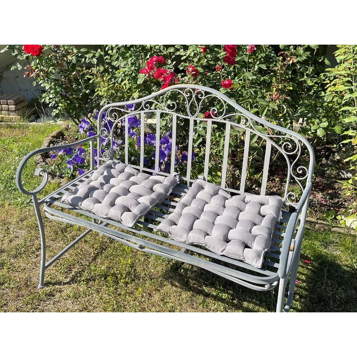 ZOLLNER Stuhlkissen, in Weboptik, waschbar, Indoor und Outdoor, 40 x 40 x 4 cm, mit Bindebändern, vom Hotelwäschespezialisten – Bild 3