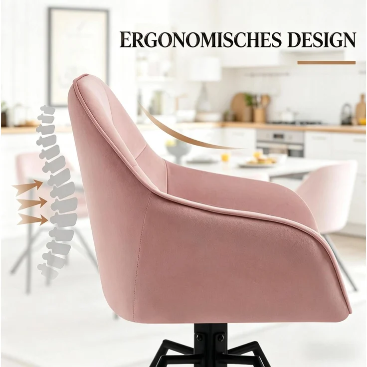 Essstuhl-Set 2er 57x41x82,5 cm drehbar mit Armlehnen und Samtbezug – Bild 5