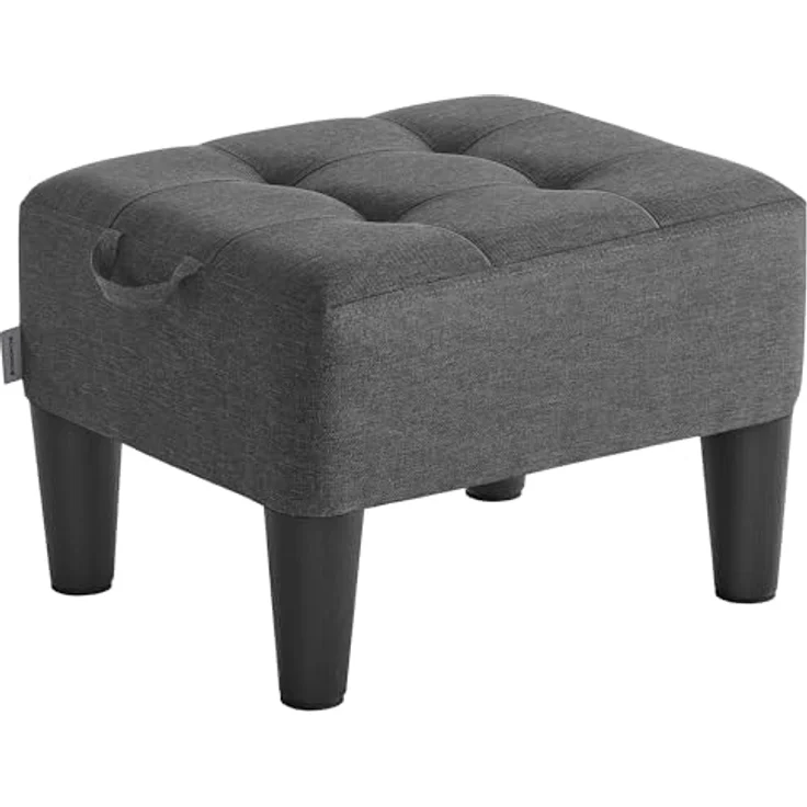 SONGMICS Fußhocker, Fleece, Hocker klein, Dicke Polsterung, bis 150 kg belastbar, für Wohnzimmer Schlafzimmer Eingangsbereich, schiefergrau-tintenschwarz LOM503GN01 – Bild 1