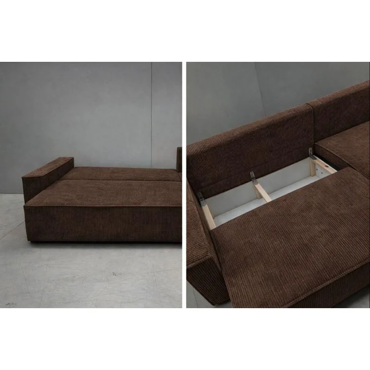KRISAN MÖBEL Ecksofa EDEN in Braun 235 x 75 x 144 cm, modernes Ecksofa mit Schlaffunktion Links und Rechts montierbar – Bild 3