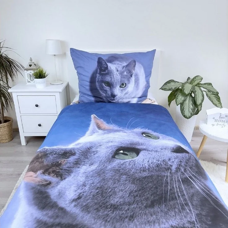 Dark Cat Baumwolle Bettwäsche – Bettbezug 140x200 cm & Kissenbezug 70x90 cm – Bild 3