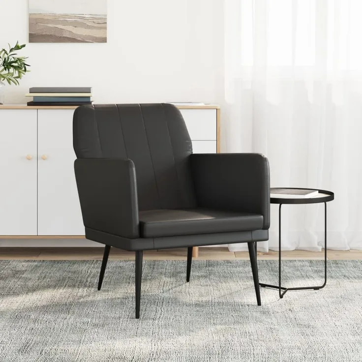 Sessel wohnzimmer, Relaxsessel, Fernsehsessel Schwarz 61x78x80 cm Kunstleder