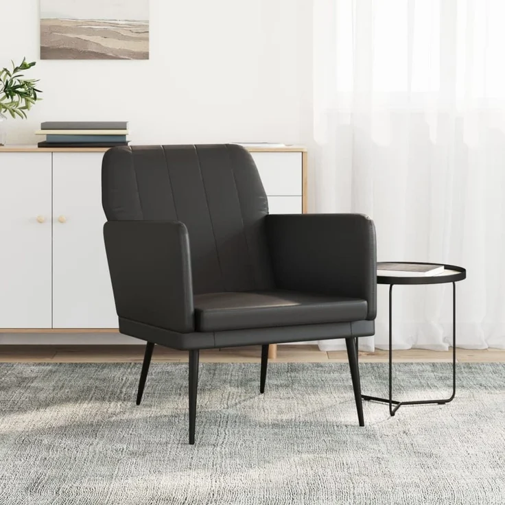 Sessel wohnzimmer, Relaxsessel, Fernsehsessel Schwarz 61x78x80 cm Kunstleder – Bild 1