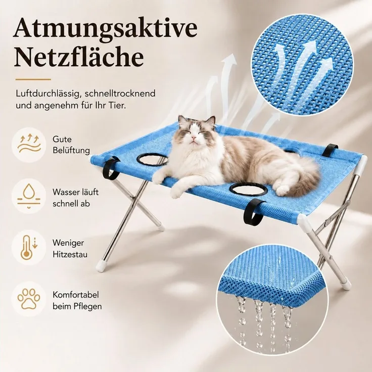 Fyrove Arbeitstisch Tierpflege, Tierpflegehammock, Tierpflegehammock faltbar (Spar-Set, 1 x Pflegehammock mit Gestell), Faltbar, platzsparend, rutschfest, atmungsaktiv, verstellbar
