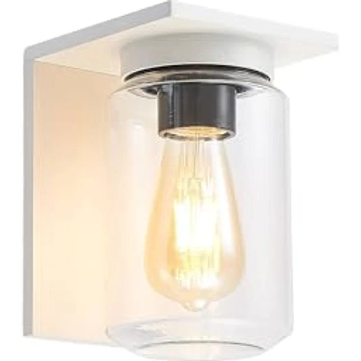 Lucande Wandleuchte Semka, spritzwassergeschützt, modern, weiß, Aluminium, 1-flammig, E27, IP54, Außenlampe für Terrasse, Garten, Balkon – Bild 1