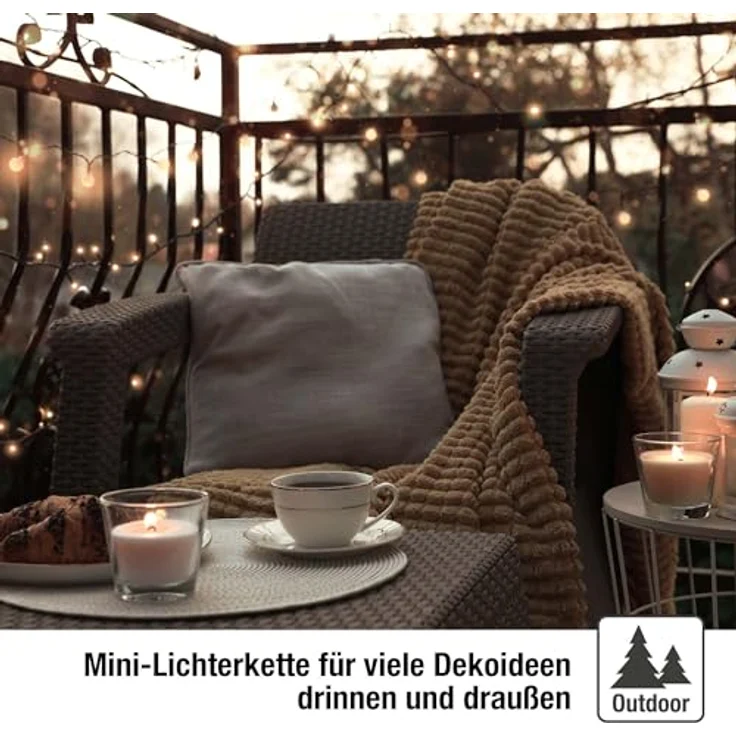 hellum Lichterkette außen 120 LED warmweiß, Lichterkette mit Timer, innen, für Weihnachtsbaum 11.9m beleuchtete Länge, Kabelfarbe grün – Bild 6