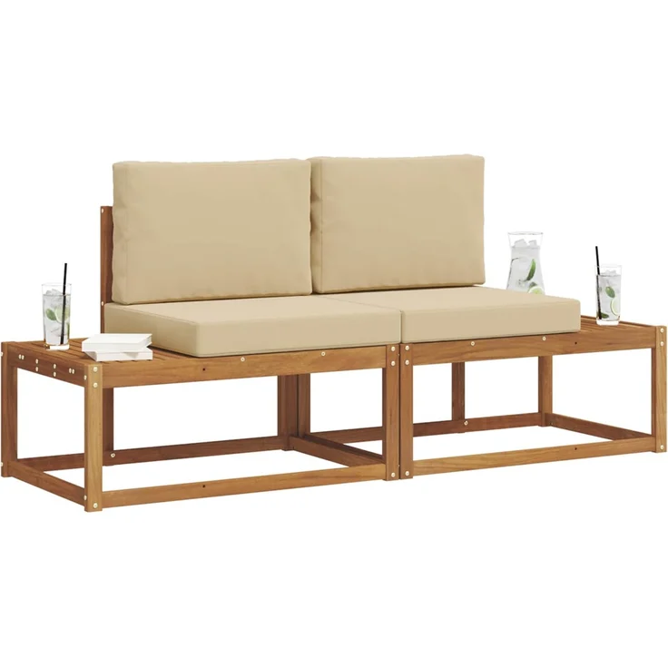 vidaXL Outdoor-Sofagarnitur 2 stk. 2-Sitzer Natur und Beige 3366941 – Bild 3