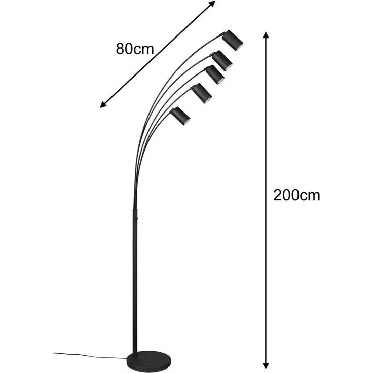 LED Bogenlampe Schwarz 5flammig dimmbar, 200cm groß – Bild 4