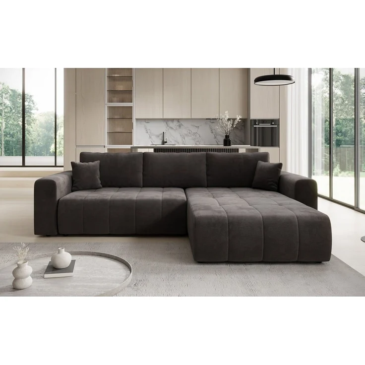 Luxusbetten24 Schlafsofa Designer Sofa Leveno L in Samt, mit Stauraum und Schlaffunktion – Bild 2