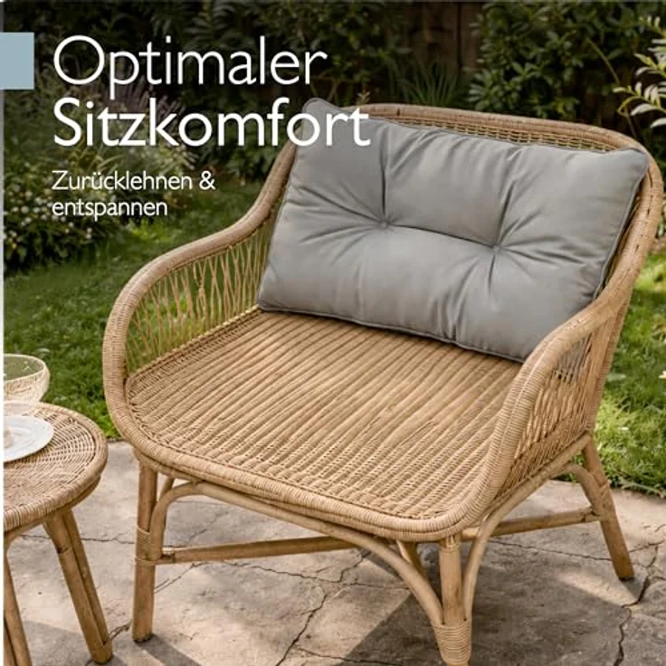 Beautissu Sitzkissen Lounge Kissen Outdoor Rückenkissen Flair LK, 50x40x12cm, Grau, 50x40x12 cm – Wetterfest Schmutzabweisend Polster für Gartenmöbel – Bild 6