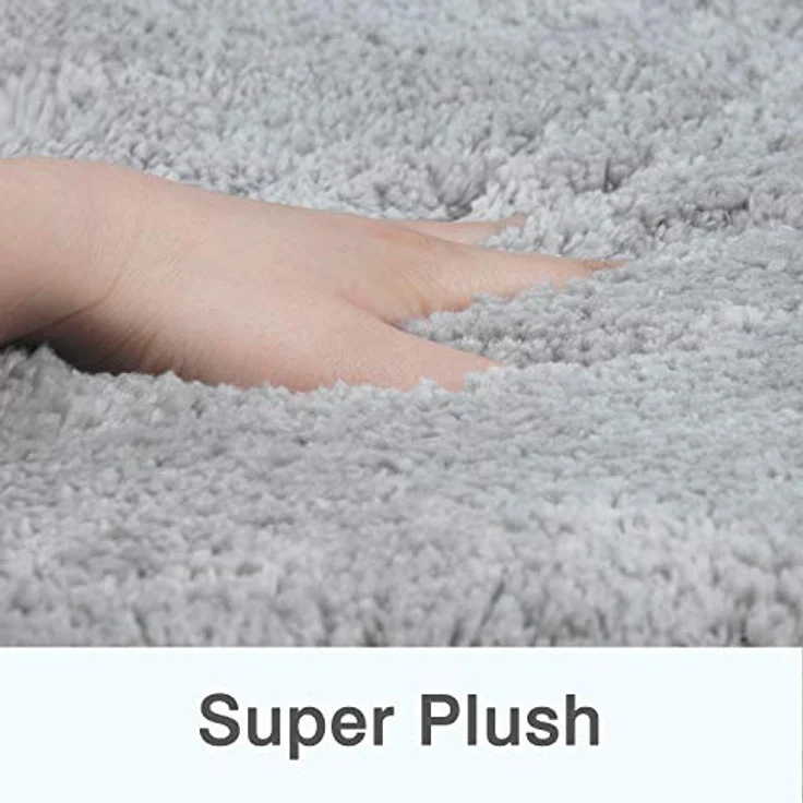 FCSDETAIL rutschfeste, Hochflor Badteppiche 70X120 cm, Maschinenwaschbare Badematte, Badvorleger mit Wasserabsorbierenden, Weichen Mikrofasern für Badewanne, Dusche und Badezimmer (Hellgrau) – Bild 5
