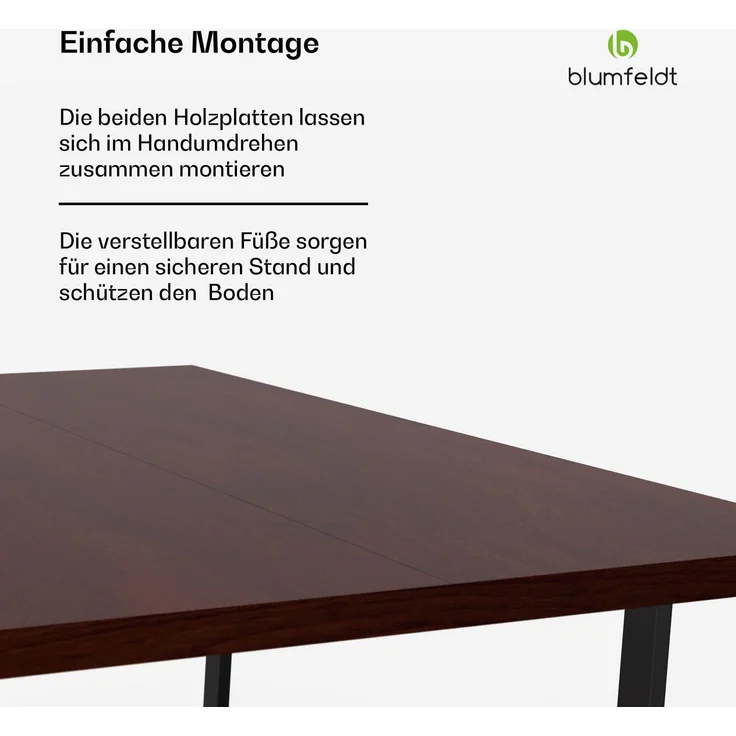 Blumfeldt Bearsdon Esstisch – Farbe Walnuss MDF-Tischplatte 180x90 cm, Schwarze Tischbeine aus Metall, Industrieller Loft-Stil, Hitze- und Kratzfest, Perfekt für Esszimmer und Küche – Bild 10