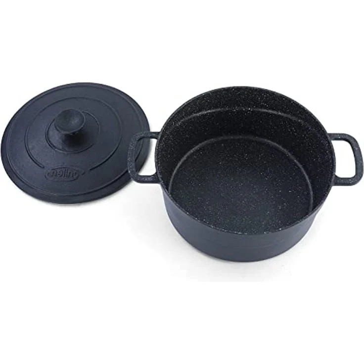 28cm Kochtopf mit Deckel Bräter Gusseisen Antihaftbeschichtet Massiv 6,8 kg – Bild 3