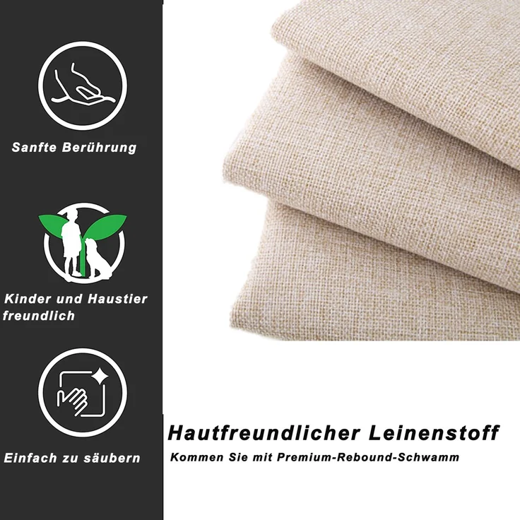 Polsterbett 90x200 cm mit Rollbett und Stauraumschubladen, hautfreundliche Leinenpolsterung, flaches Einzelbett, Kinderbett, Jugendbett, Gästebett (Beige) – Bild 5
