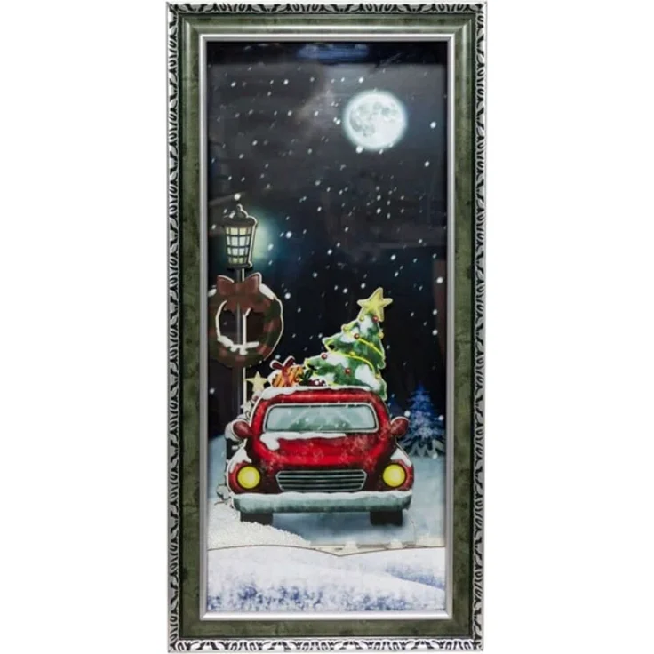 Weihnachtsbild mit dezentem LED und weihnachtlicher Musik - Schneiendes XL Wandbild 79cm – Bild 2