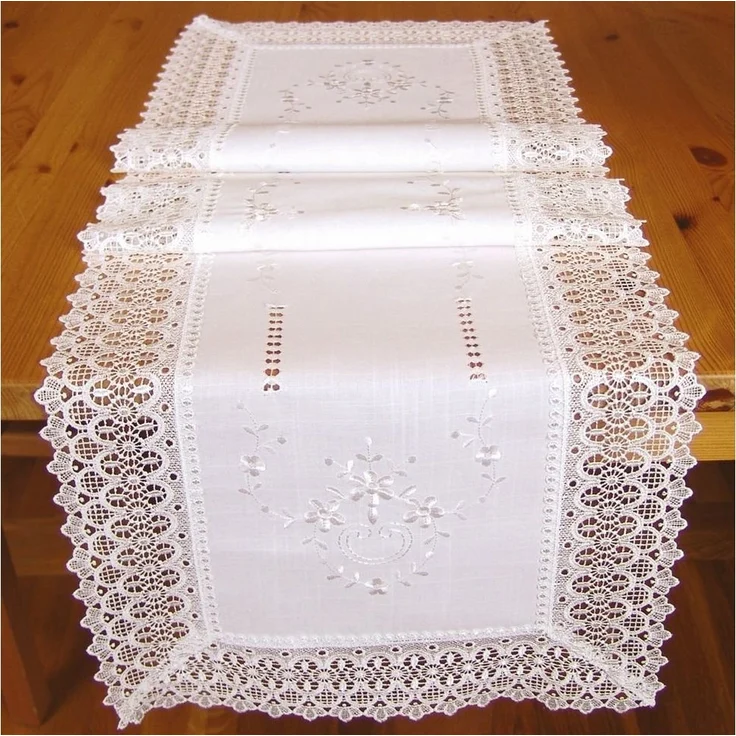 matches21 HOME & HOBBY Tischdecke Tischläufer CORA Spitze & Stickerei Landhausstil Polyester 40 x 140 cm (1-tlg), Pflegeleicht & waschbar bei 30 °C – Bild 3
