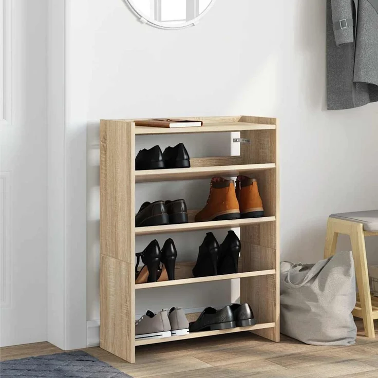 vidaXL Schuhregal Sonoma-Eiche 60x25x81 cm Holzwerkstoff 859880 – Bild 2